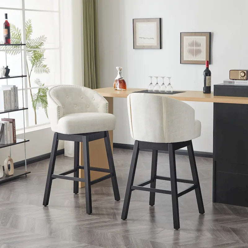 Moore Modern Rubberwood Swivel 33.25-Inch Barstool (set of 2) by Christopher Knight Home